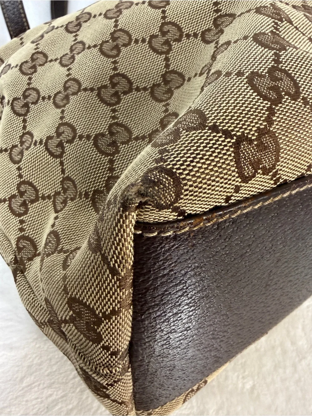 Gucci Beige and Dark Brown GG Canvas Tote
